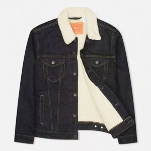 NEW MENS LEVIS SHERPA TRUCKER JACKET DARK BLUE